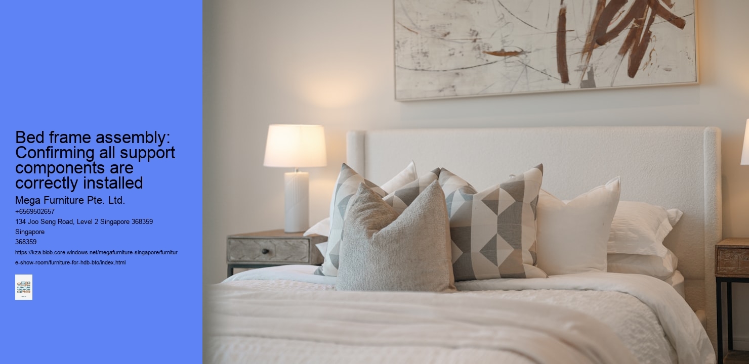 Bed frame assembly: Confirming all support components are correctly installed