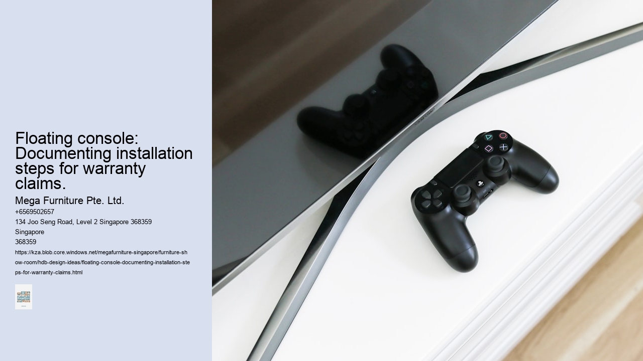 Floating console: Documenting installation steps for warranty claims.