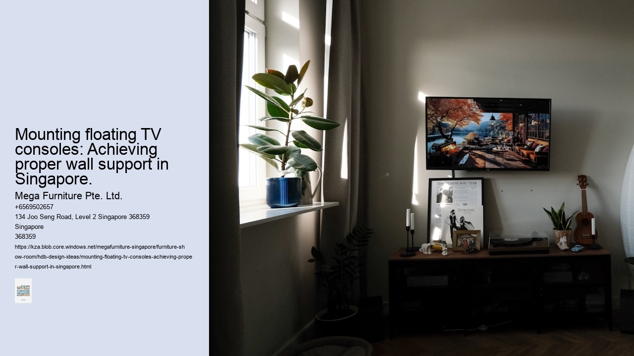 Mounting floating TV consoles: Achieving proper wall support in Singapore.